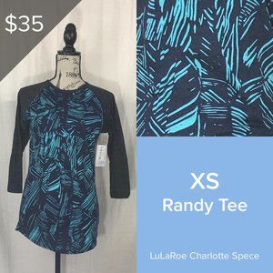 NWT Navy and Teal Stripe Lularoe Randy Tee